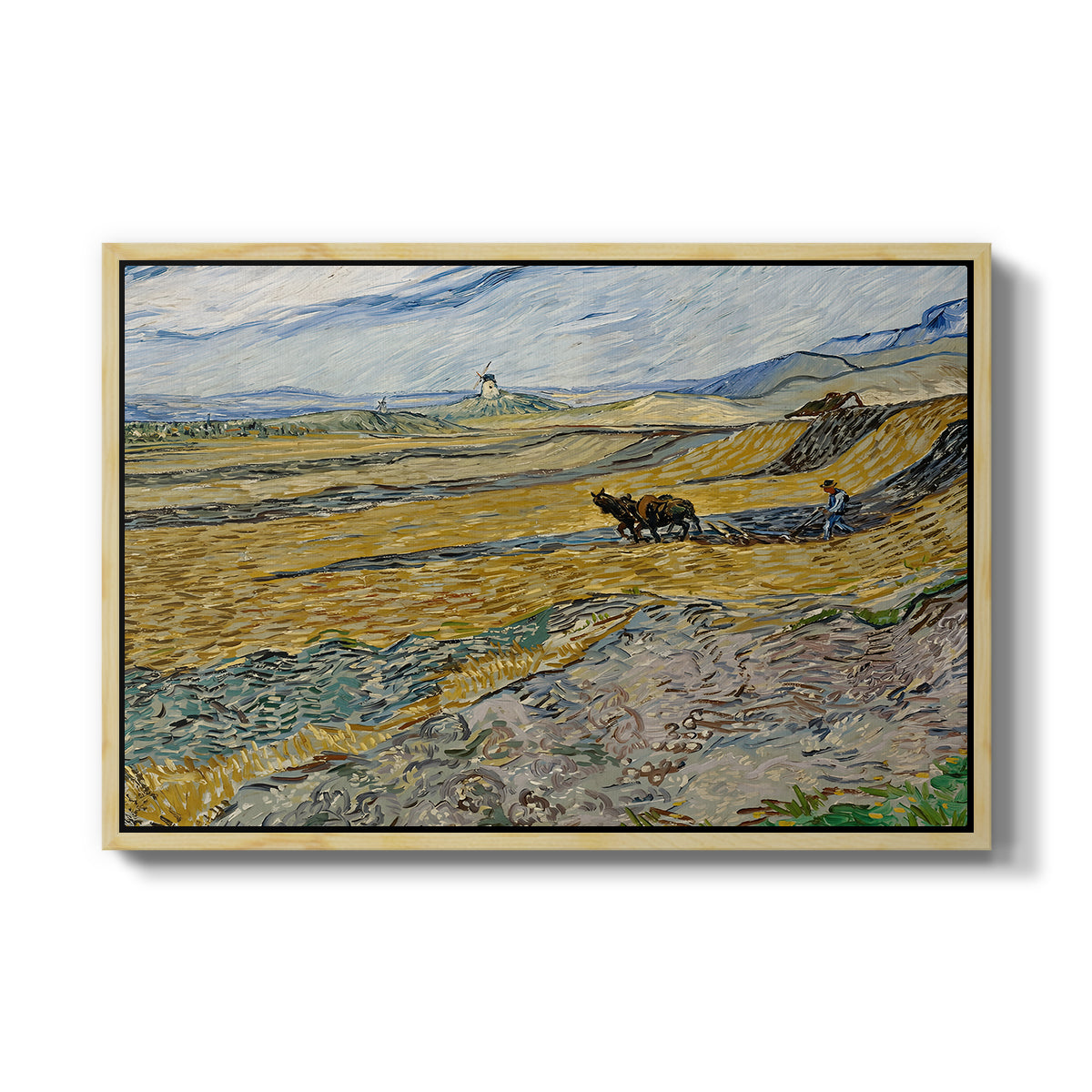 Enclosed Field with Ploughman, 1889 - Floater Framed Canvas Print