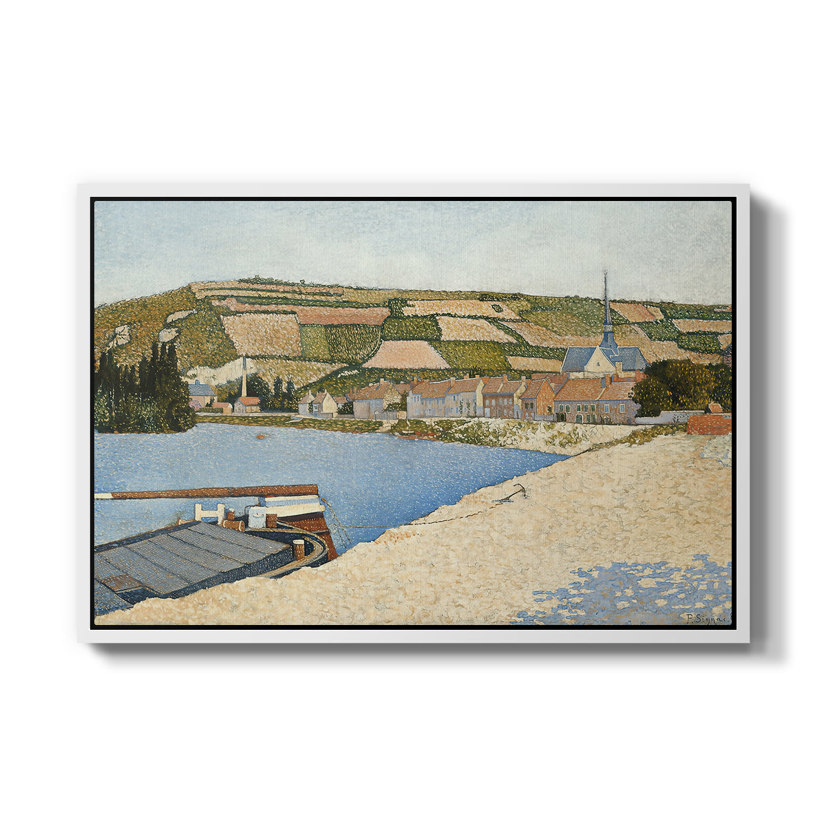 The Riverbank, Les Andelys, 1886 - Floater Framed Canvas Print