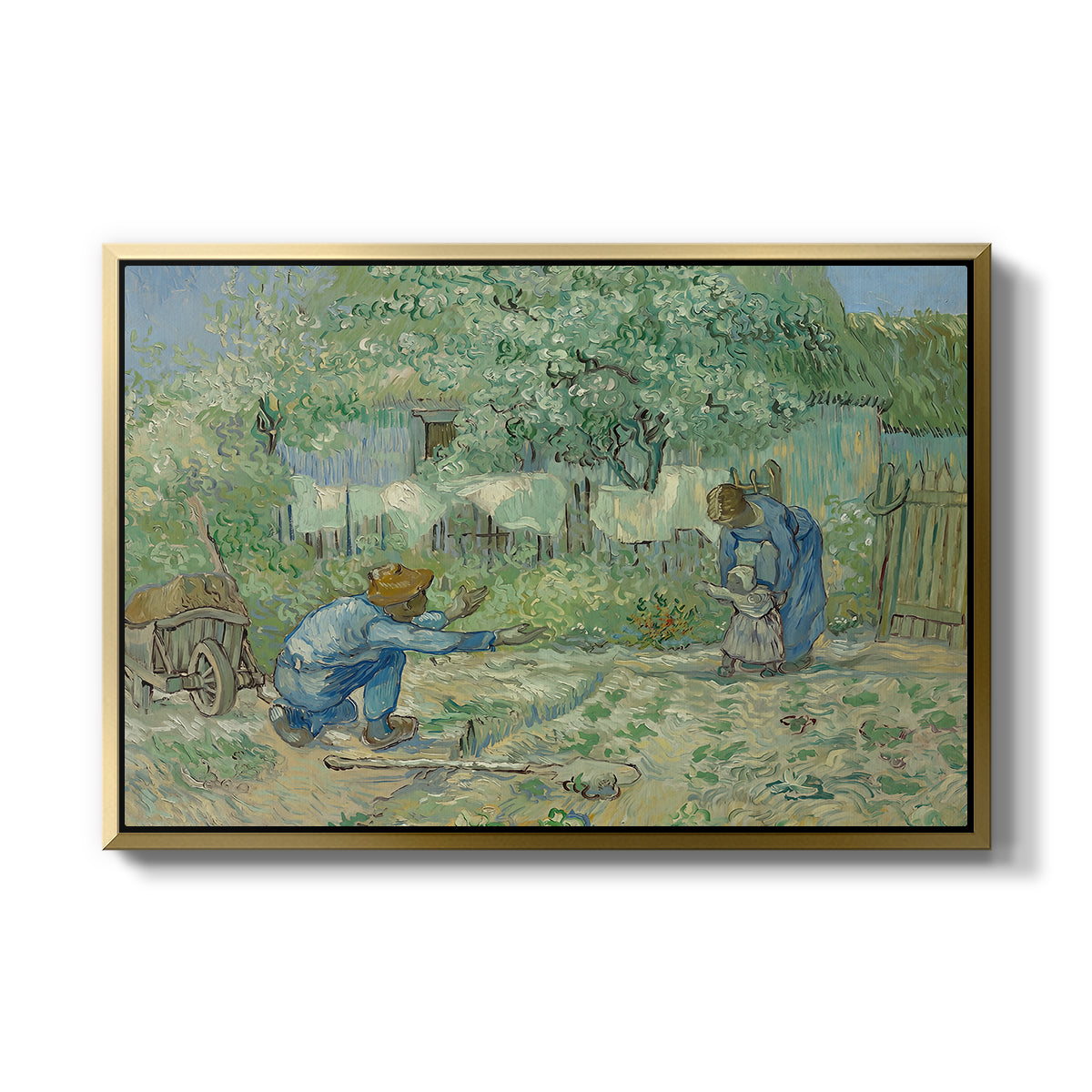 First Steps after Millet, 1890 - Floater Framed Canvas Print