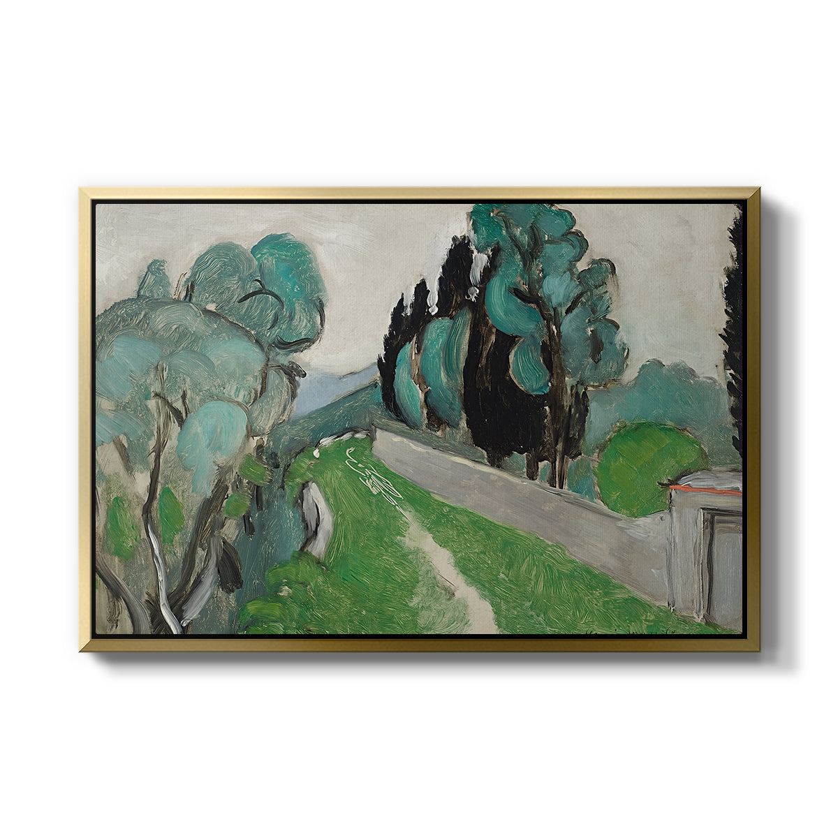 Landscape with Cypresses and Olive Trees near Nice, c. 1918 - Floater Framed Canvas Print