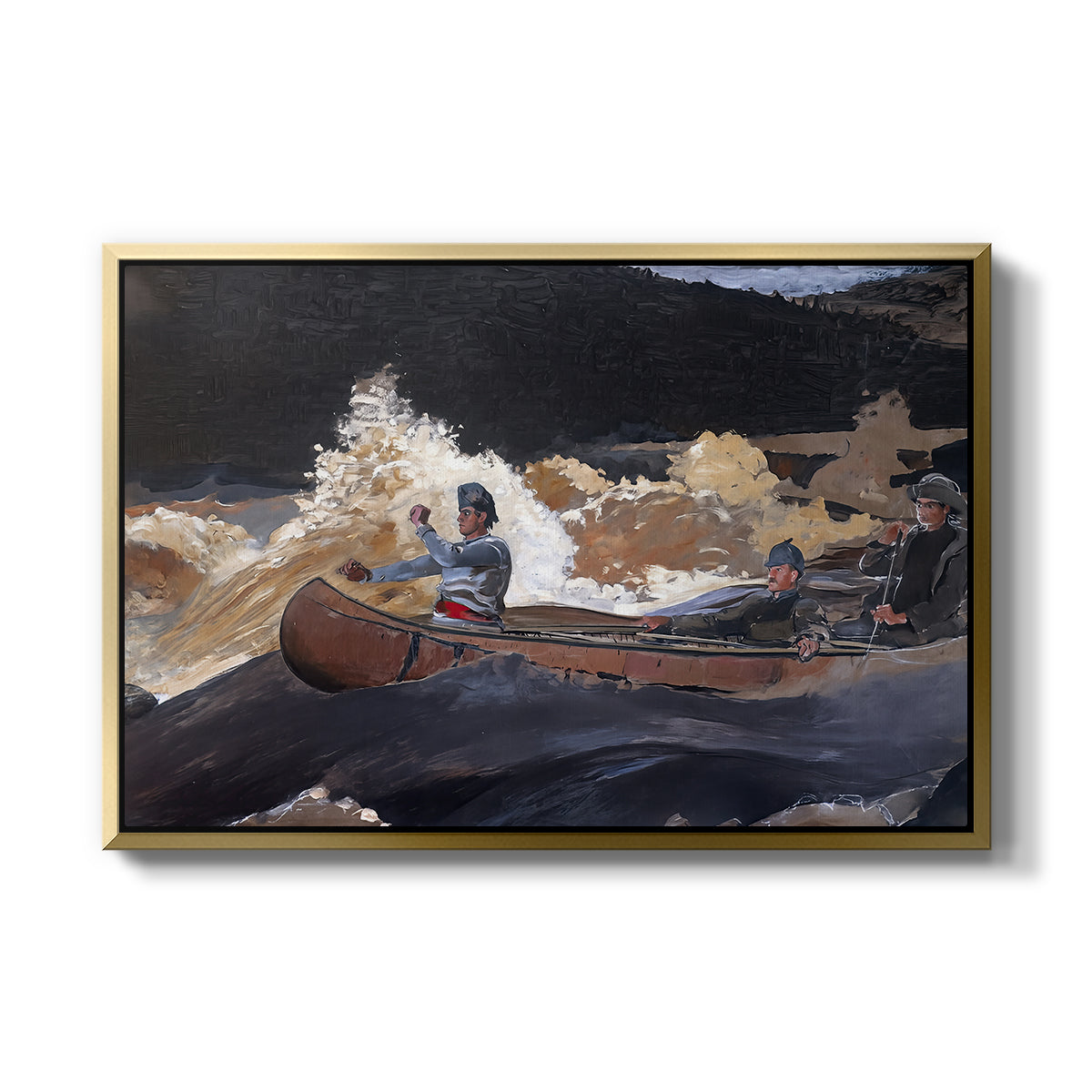 Shooting the Rapids, Saguenay River, 1905-1910 - Floater Framed Canvas Print