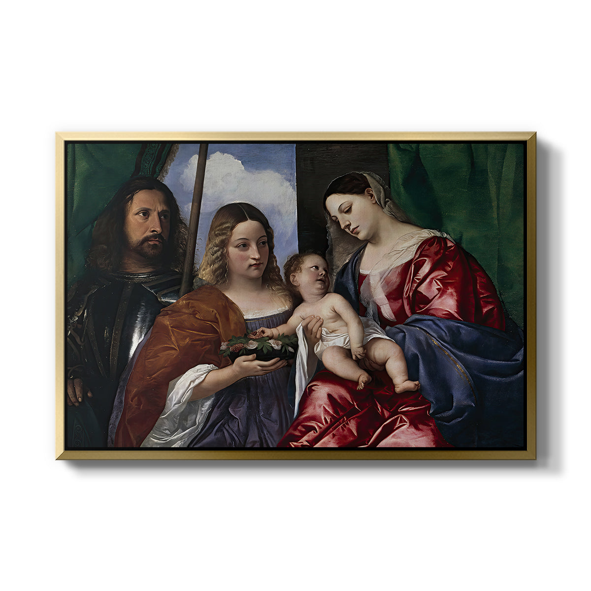 Madonna and Child with Saints Dorothy and George, c. 1516 - Floater Framed Canvas Print