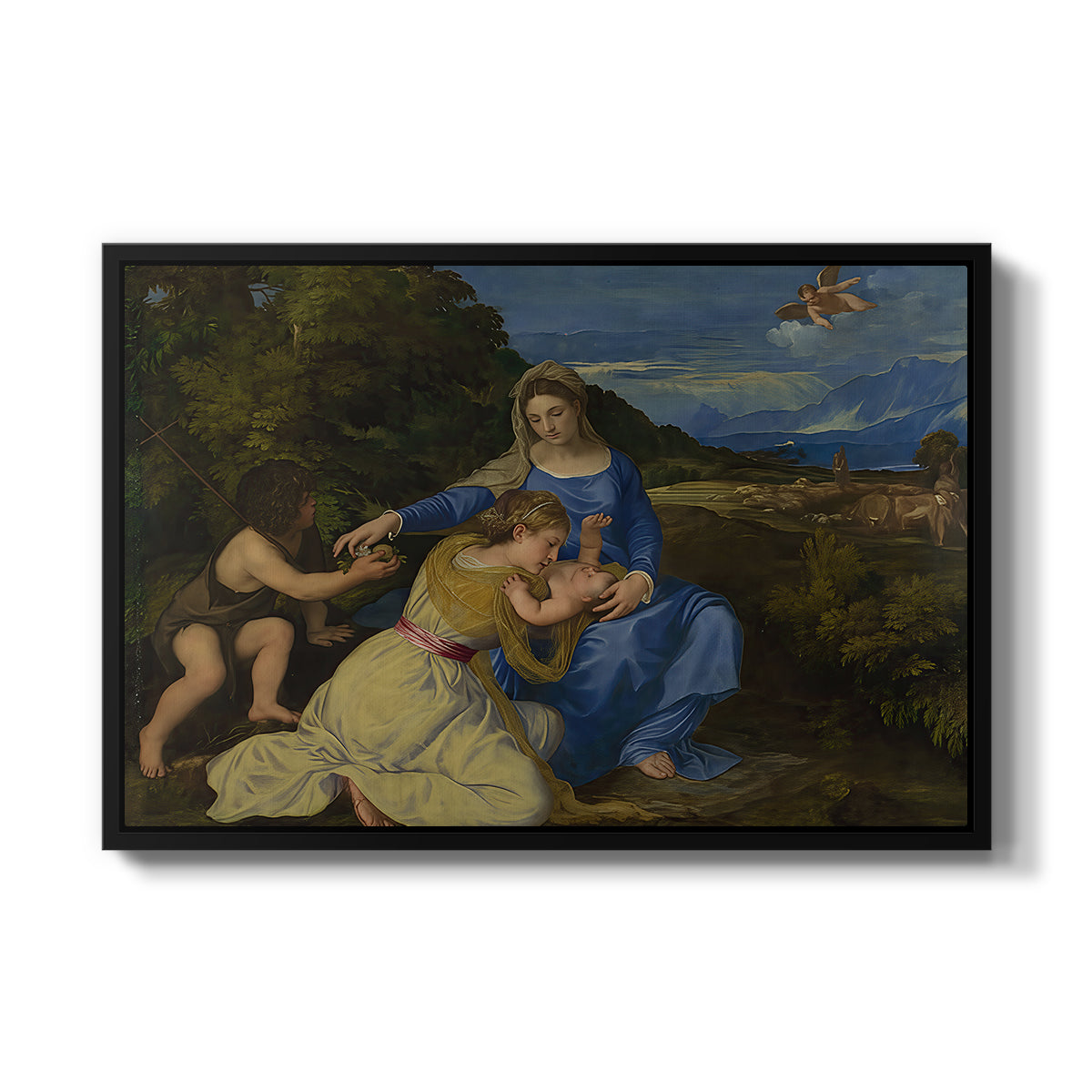 The Aldobrandini Madonna, 1532 - Floater Framed Canvas Print