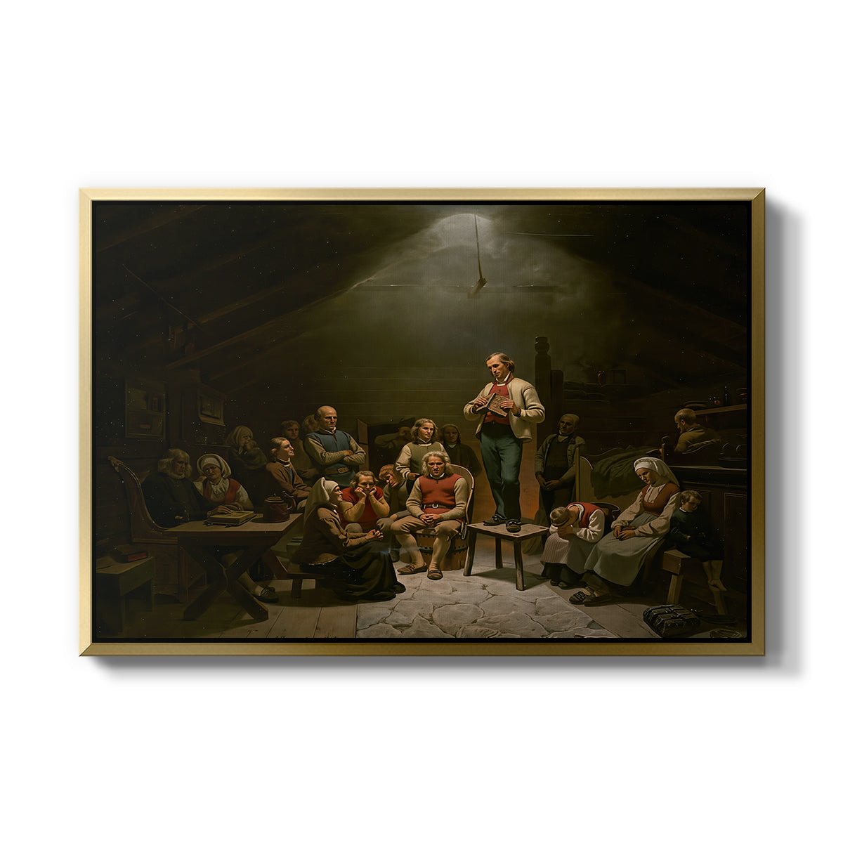 Low Church Devotion (Haugianerne), 1848 - Floater Framed Canvas Print