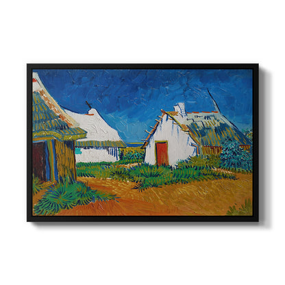 Three White Cottages at Saintes-Maries, 1888 - Floater Framed Canvas Print
