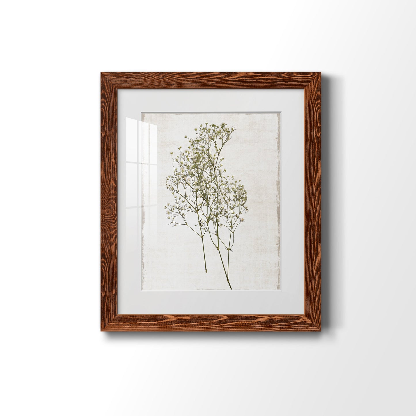 Farmhouse Pressed Flower I - Premium Framed Print - Distressed Barnwood Frame - Ready to Hang