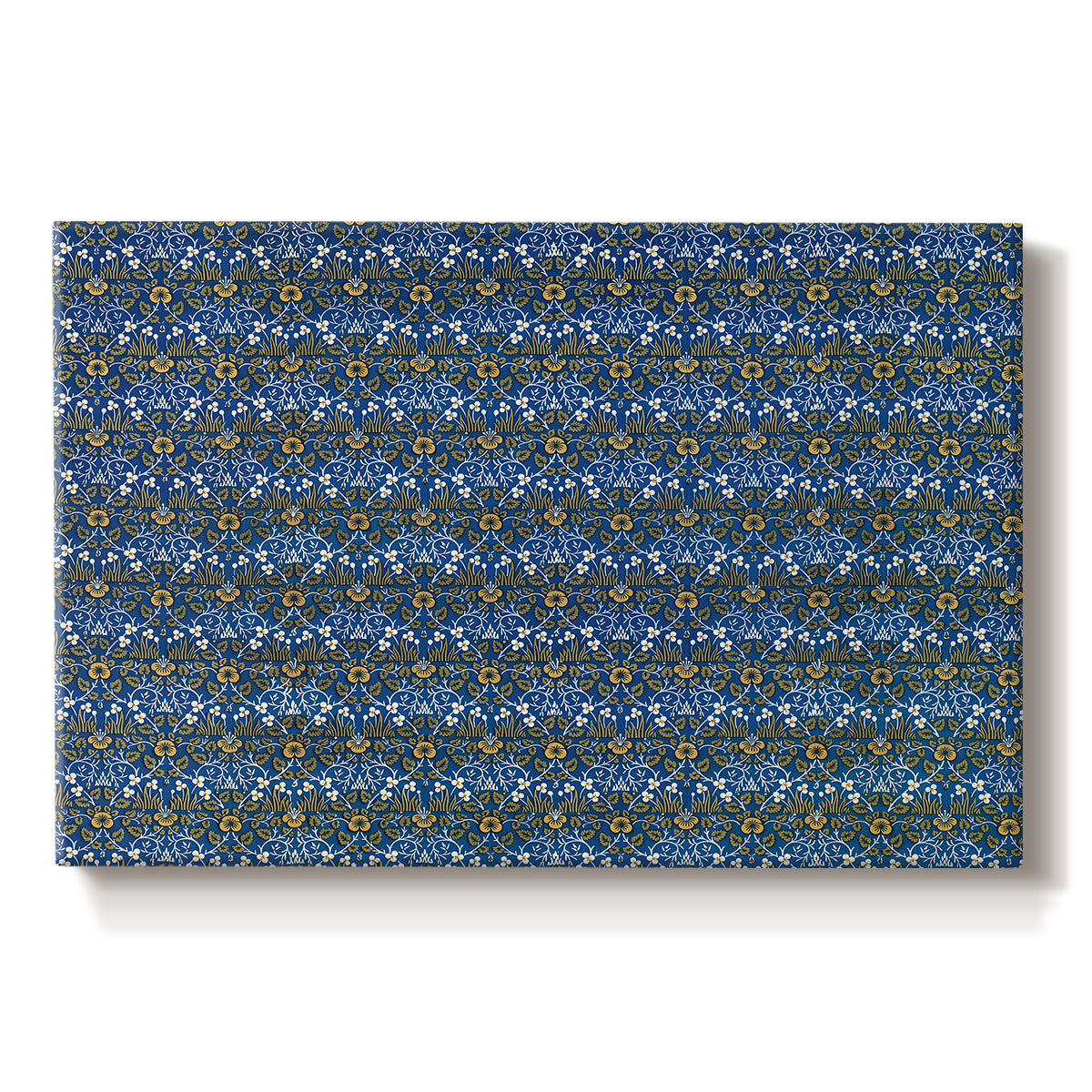 Canvas art print portraying a tightly packed repeating pattern of small flowers and leaves forming dense surface, set against a white background