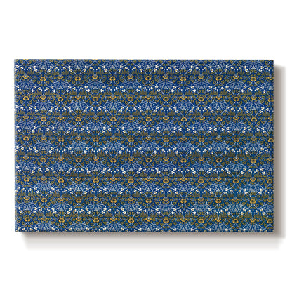 Canvas art print portraying a tightly packed repeating pattern of small flowers and leaves forming dense surface, set against a white background