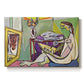 Canvas art print portraying an abstract female figure composed of geometric shapes, set against a white background