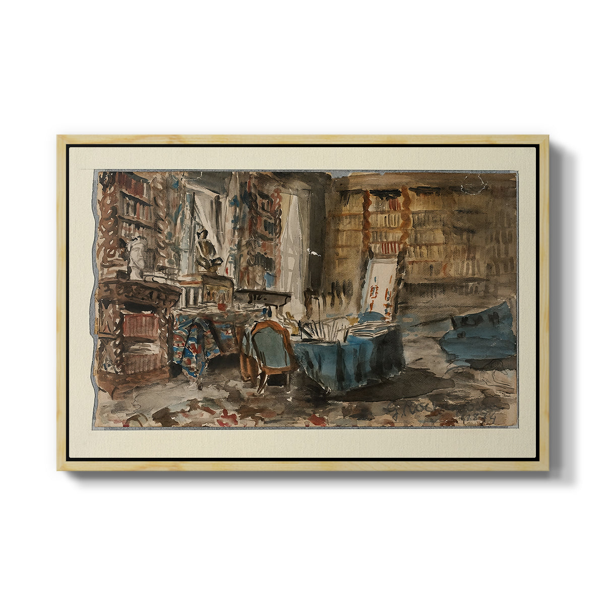 Cabinet de Flaubert à Croisset, 1874 - Floater Framed Canvas Print