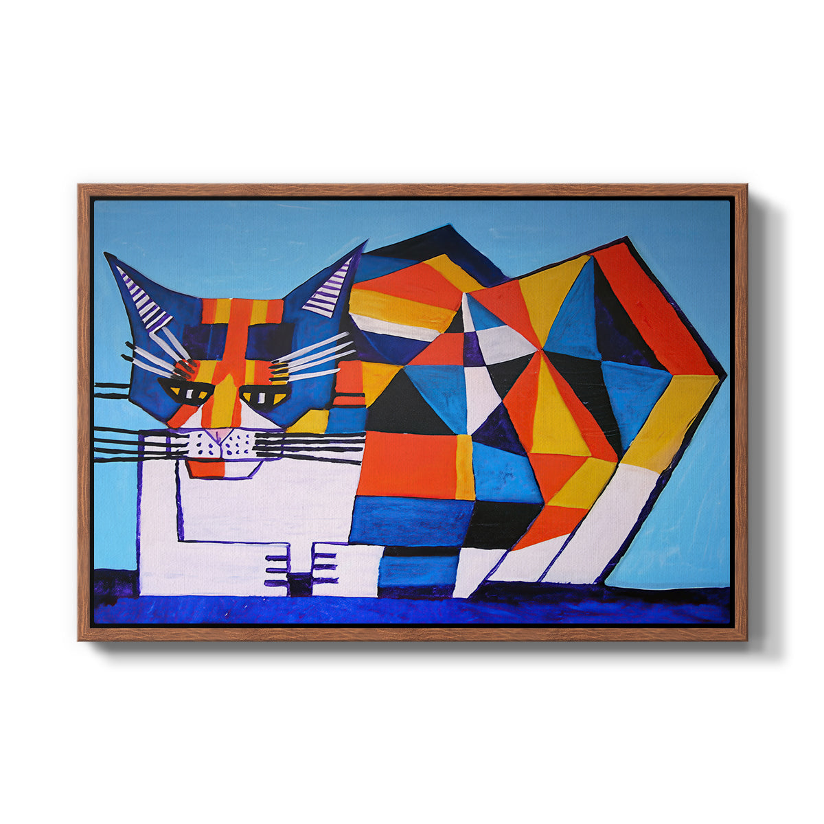 Cassie Thinking about Cubism - Floater Framed Canvas Print
