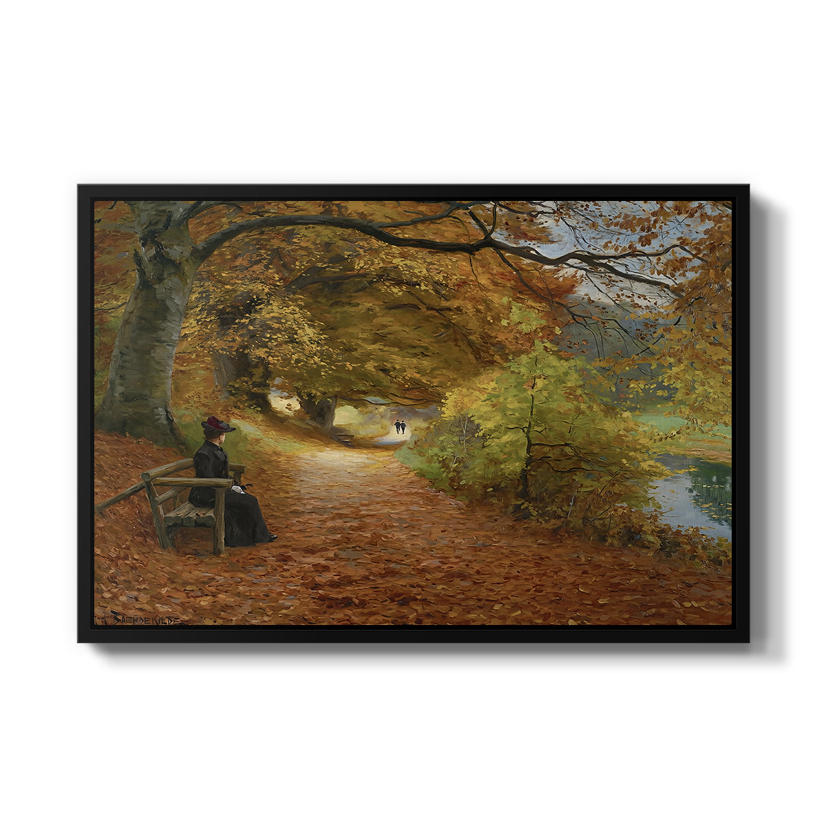 A Wooded Path in Autumn, 1902 - Floater Framed Canvas Print