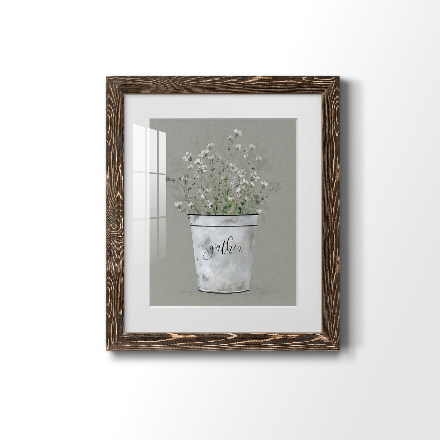 Bouquet of Grace Bucket Gather - Barnwood Framed Art Print