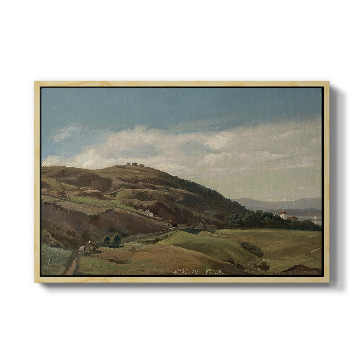 Ekeberg and Oslo Church, 1852 - Floater Framed Canvas Print