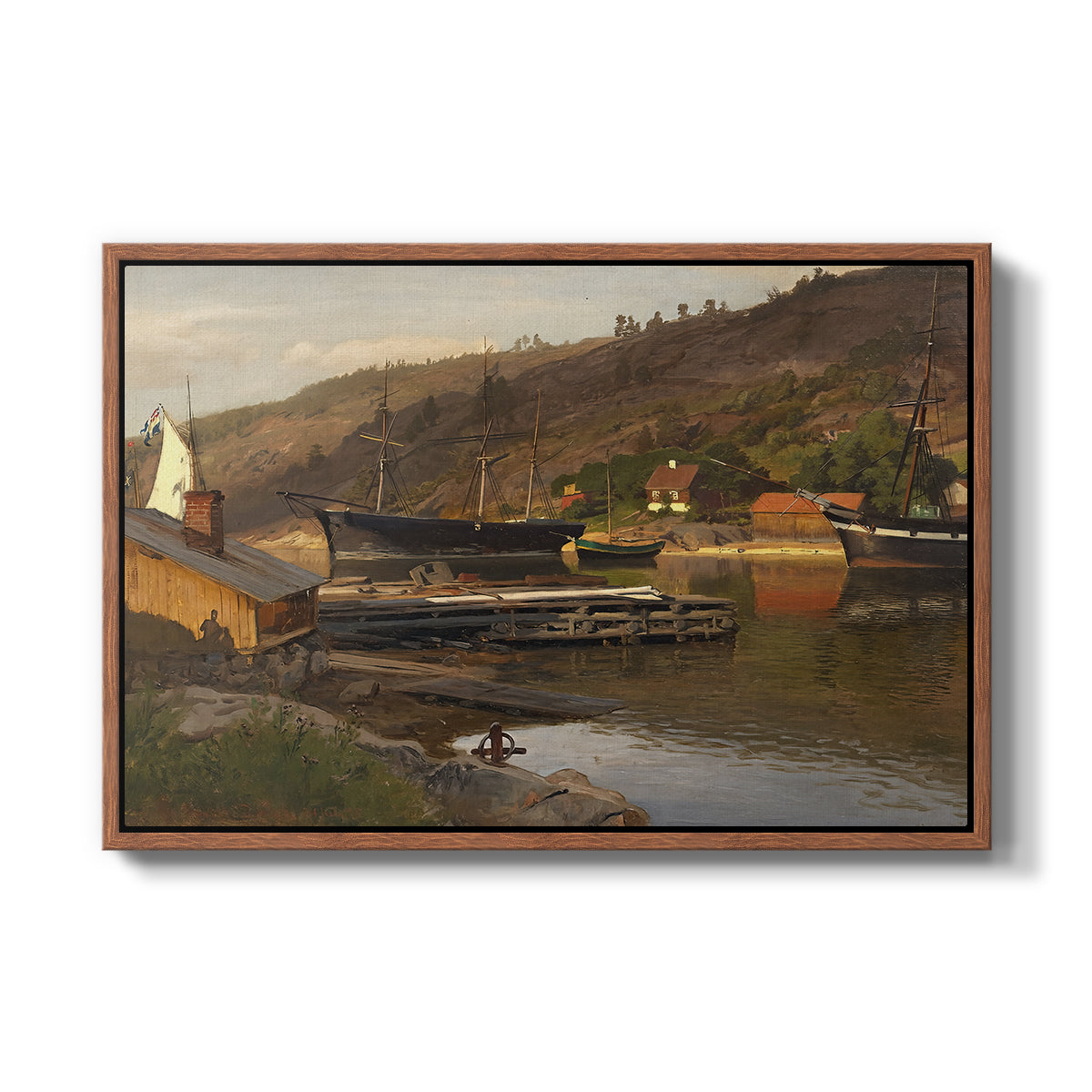 Landingsbrygge Husvik, Drøbak, 1875 - Floater Framed Canvas Print
