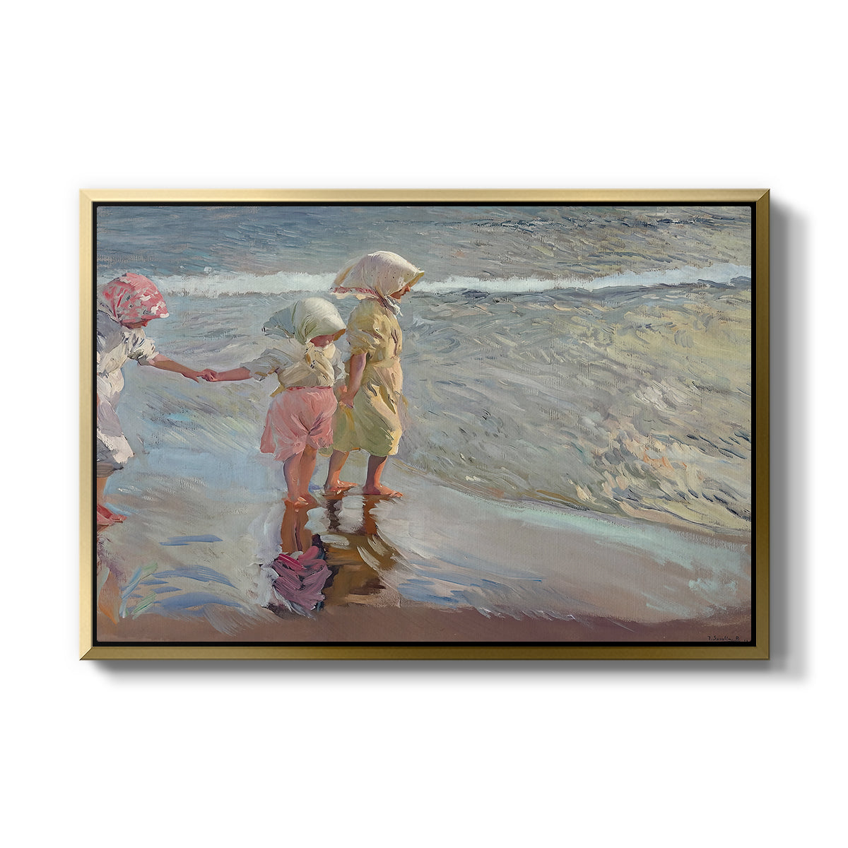 The Three Sisters on the Beach, 1908 - Floater Framed Canvas Print