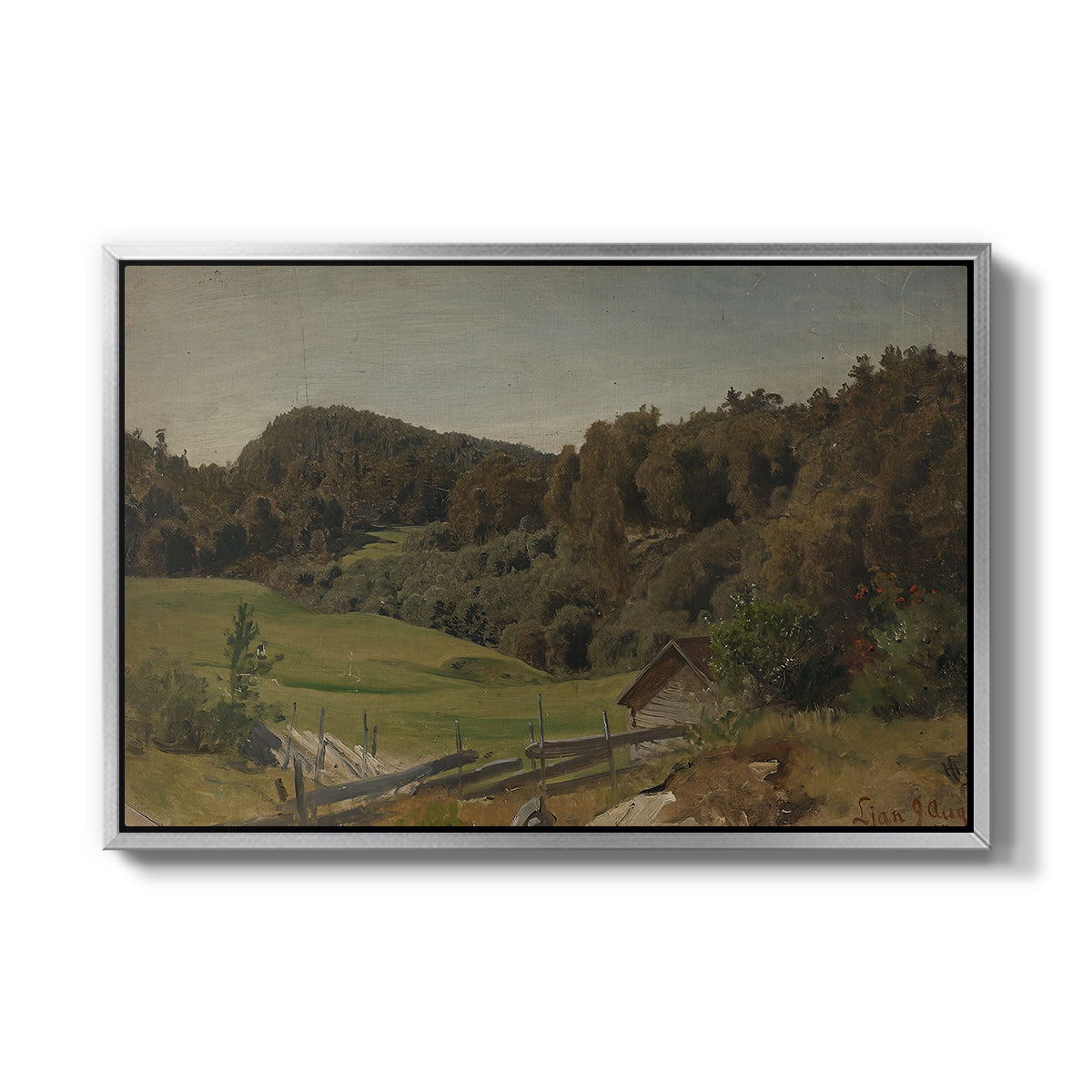 Landscape at Ljan, 1858 - Floater Framed Canvas Print