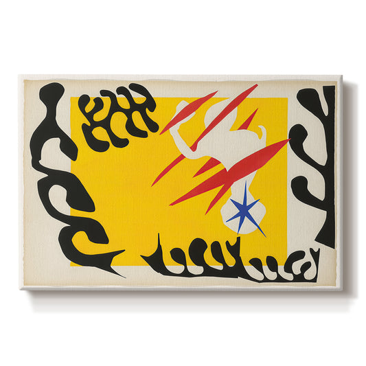 Canvas art print portraying an abstract cut-out composition suggesting an elephant, set against a white background