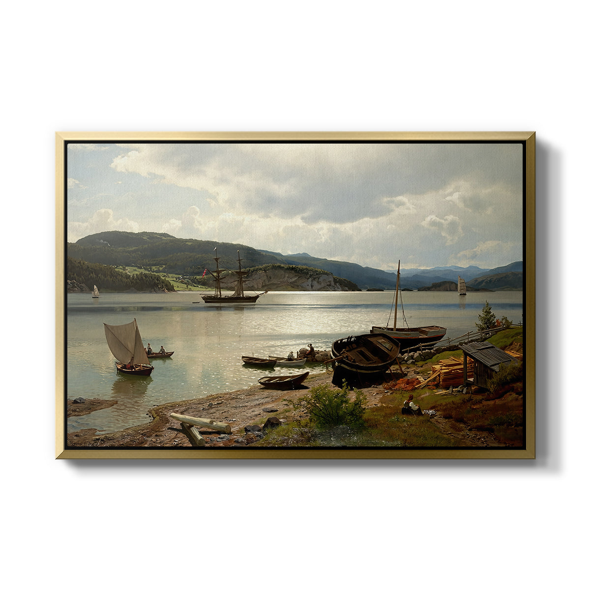 By the Water, 1876 - Floater Framed Canvas Print