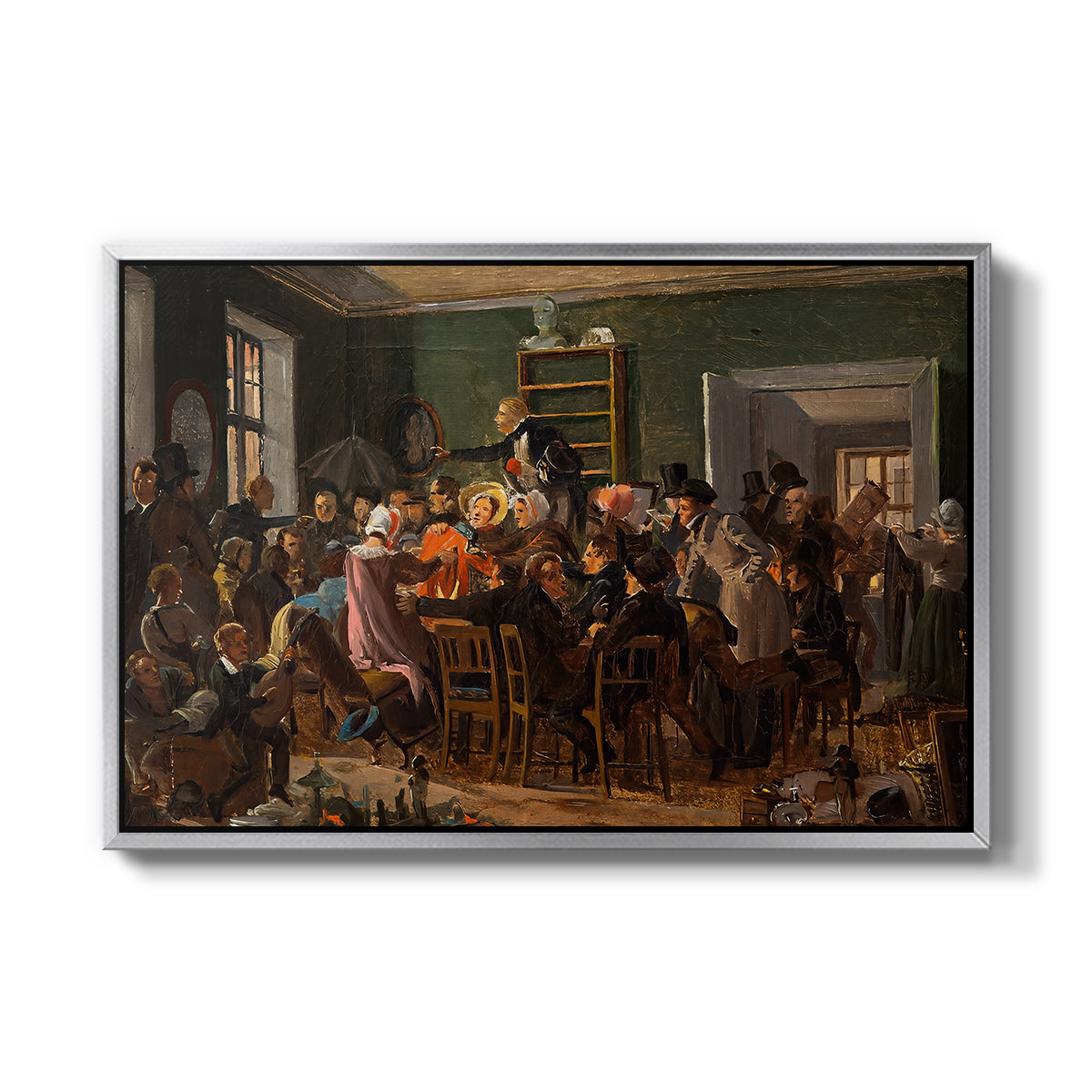 An Auction Scene, 1835 - Floater Framed Canvas Print