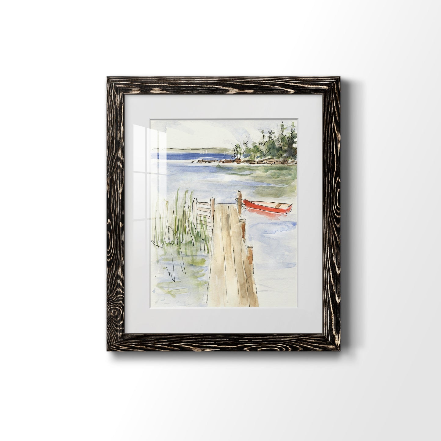 Sketchy Pier - Barnwood Framed Art Print