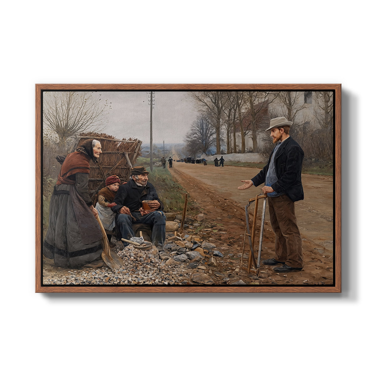 People by a Road, 1893 - Floater Framed Canvas Print