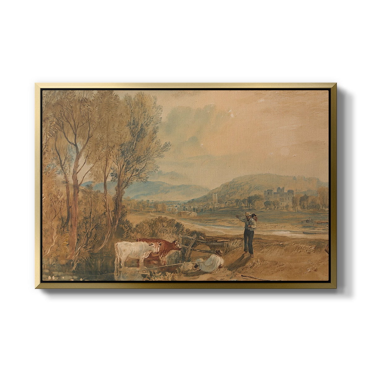 Lulworth Castle, Dorset, c. 1820 - Floater Framed Canvas Print