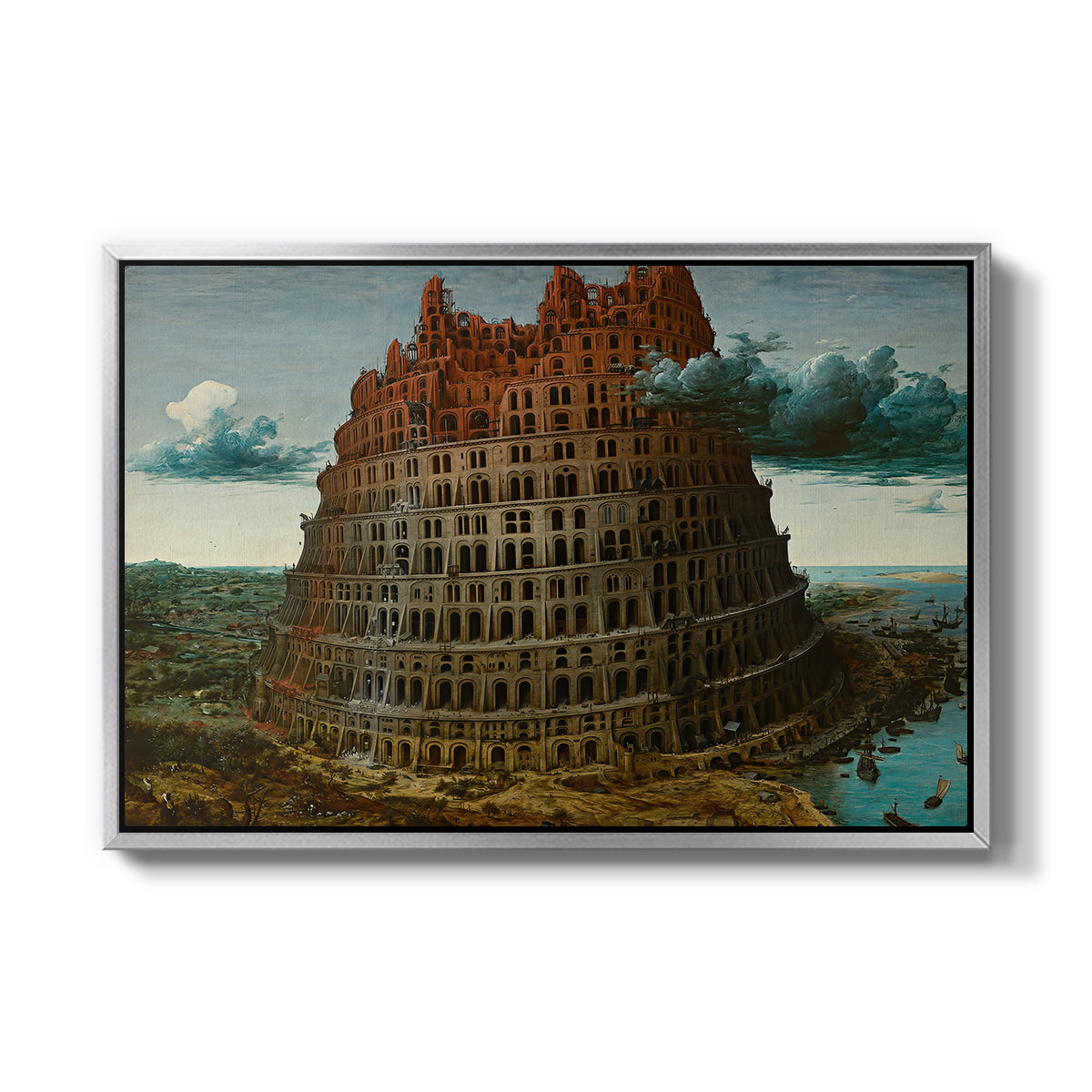 The Tower of Babel, c. 1568 - Floater Framed Canvas Print