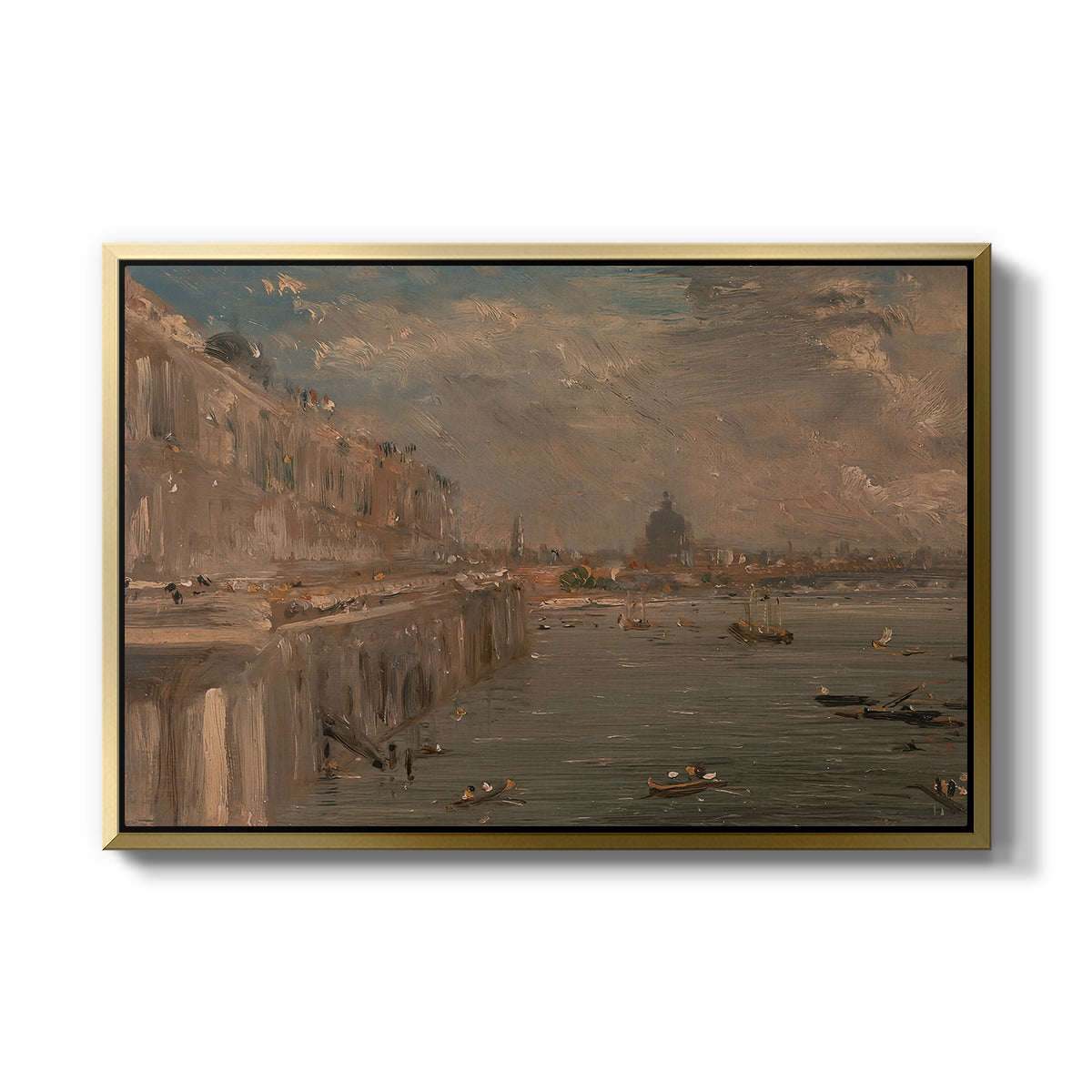 Somerset House Terrace from Waterloo Bridge, c. 1819 - Floater Framed Canvas Print