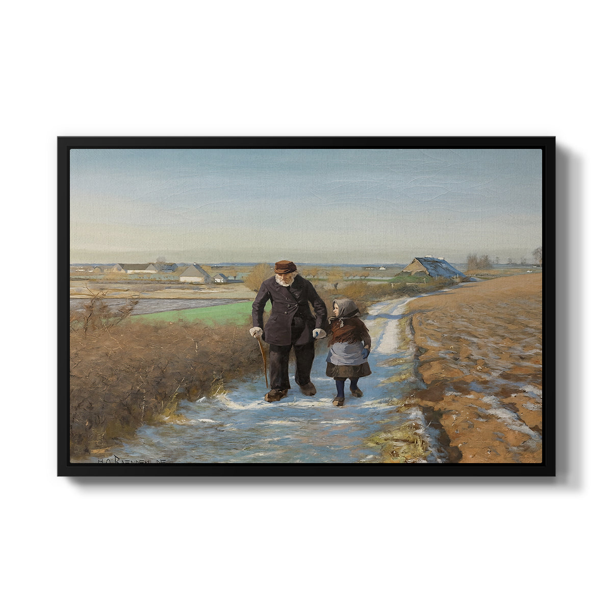 The Old Man and the Child, 1888 - Floater Framed Canvas Print