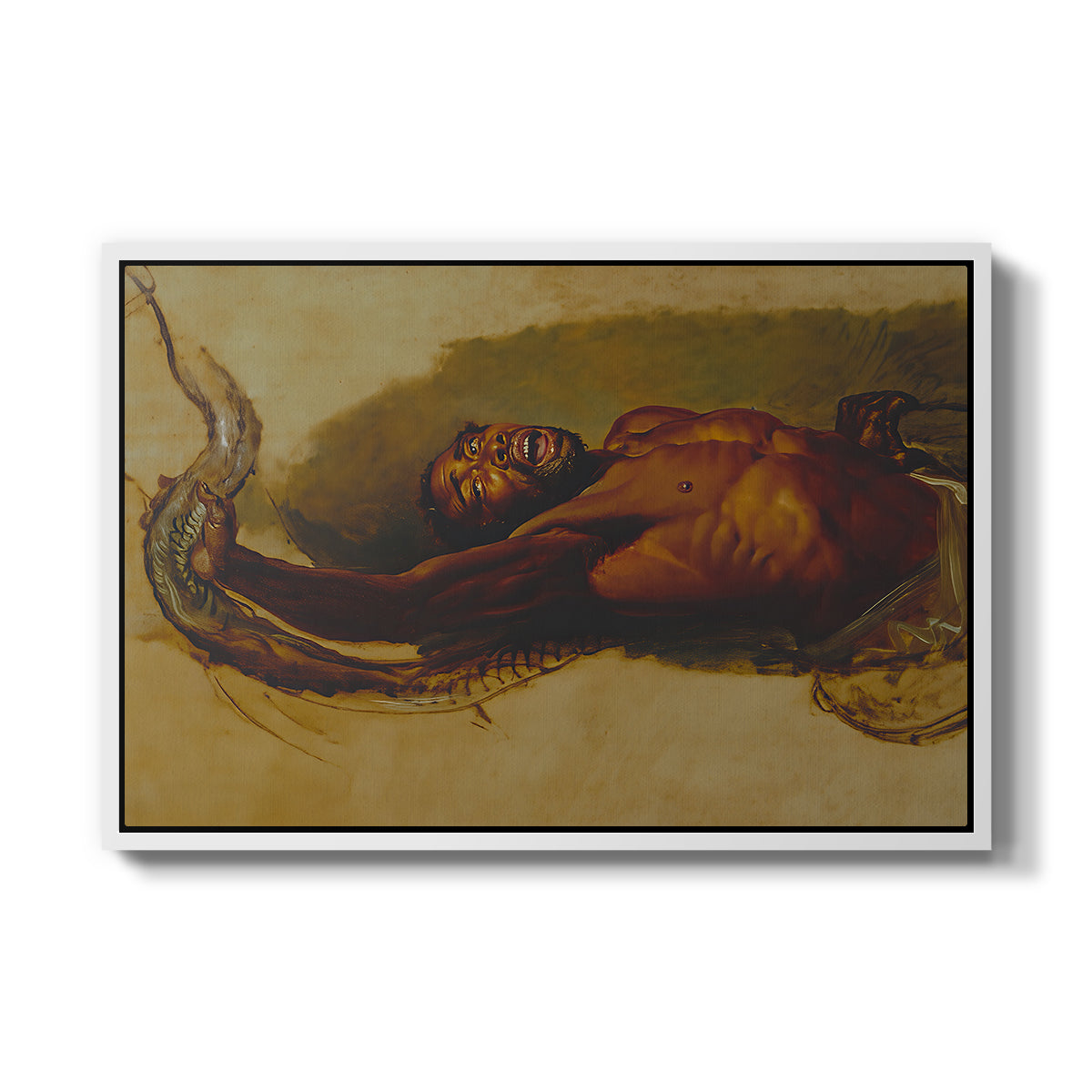 Man Struggling with a Boa Constrictor, c. 1803 - Floater Framed Canvas Print