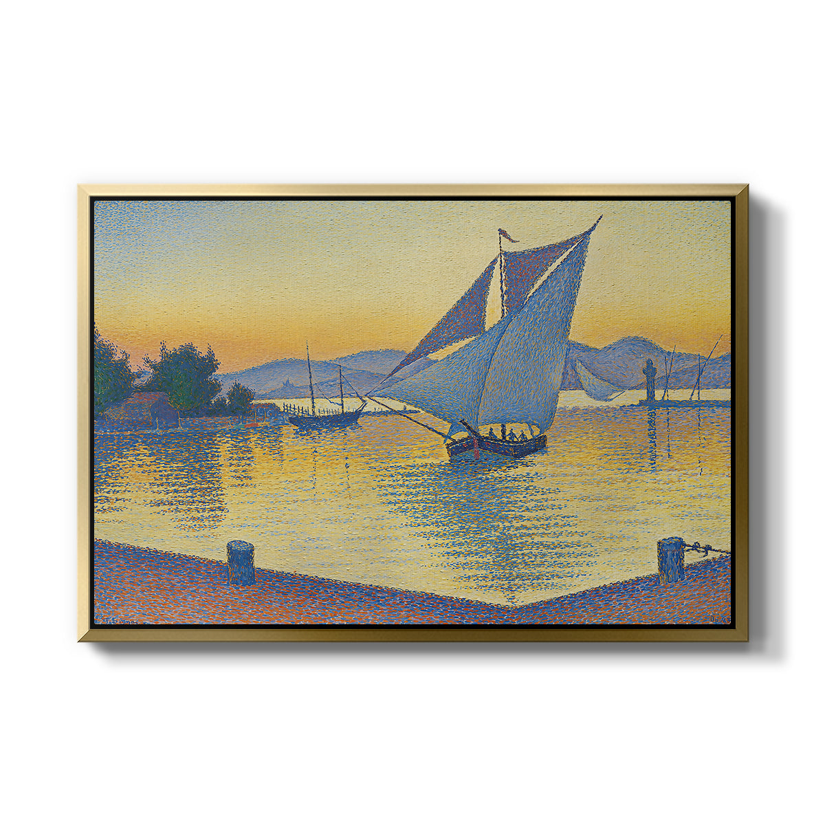 The Port at Sunset, Opus 236, Saint Tropez, 1892 - Floater Framed Canvas Print