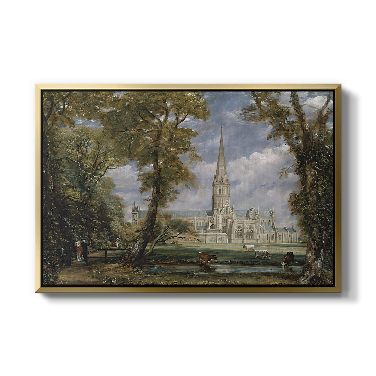 Salisbury Cathedral from the Bishop's Grounds, c. 1825 - Floater Framed Canvas Print