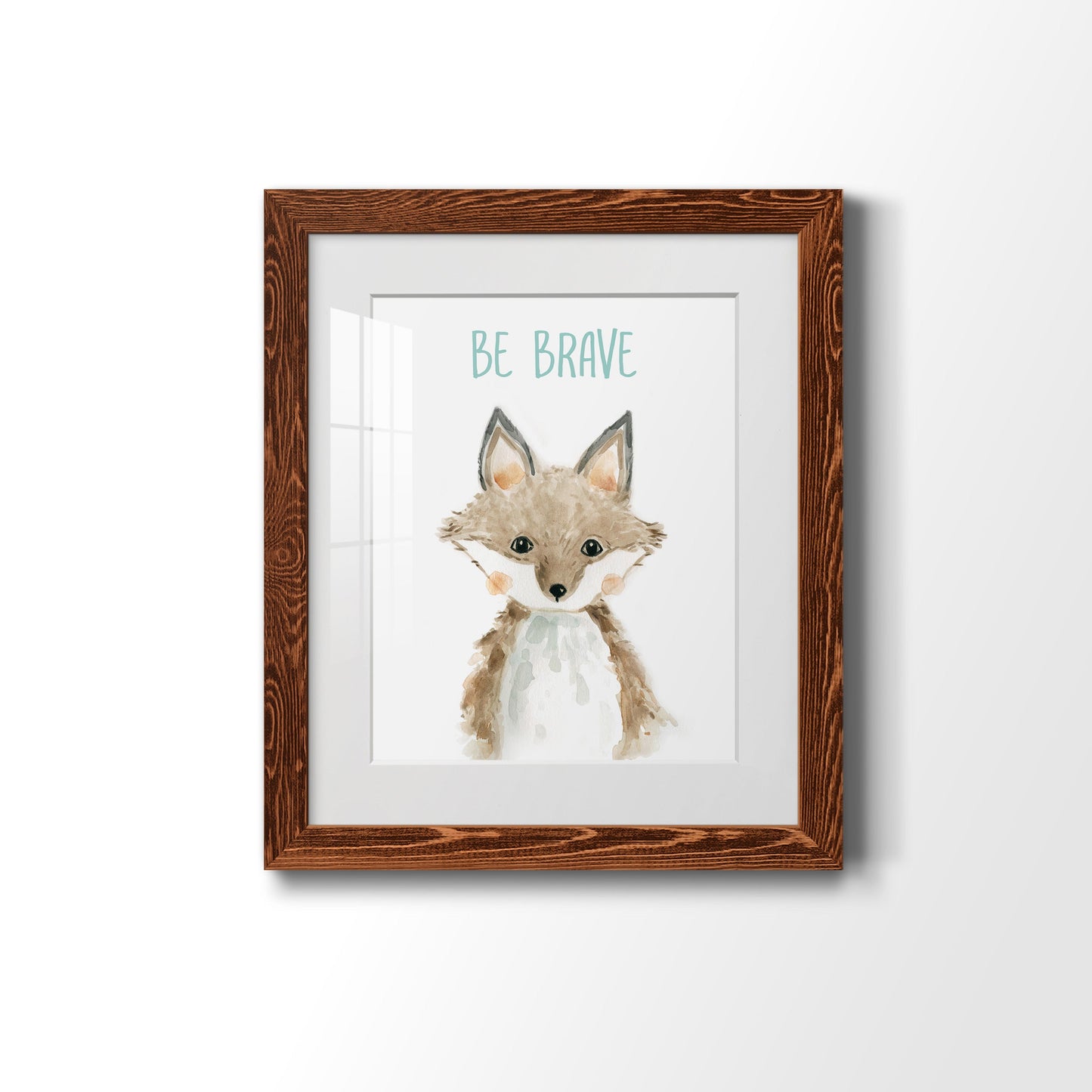 Be Brave Fox - Premium Framed Print - Distressed Barnwood Frame - Ready to Hang