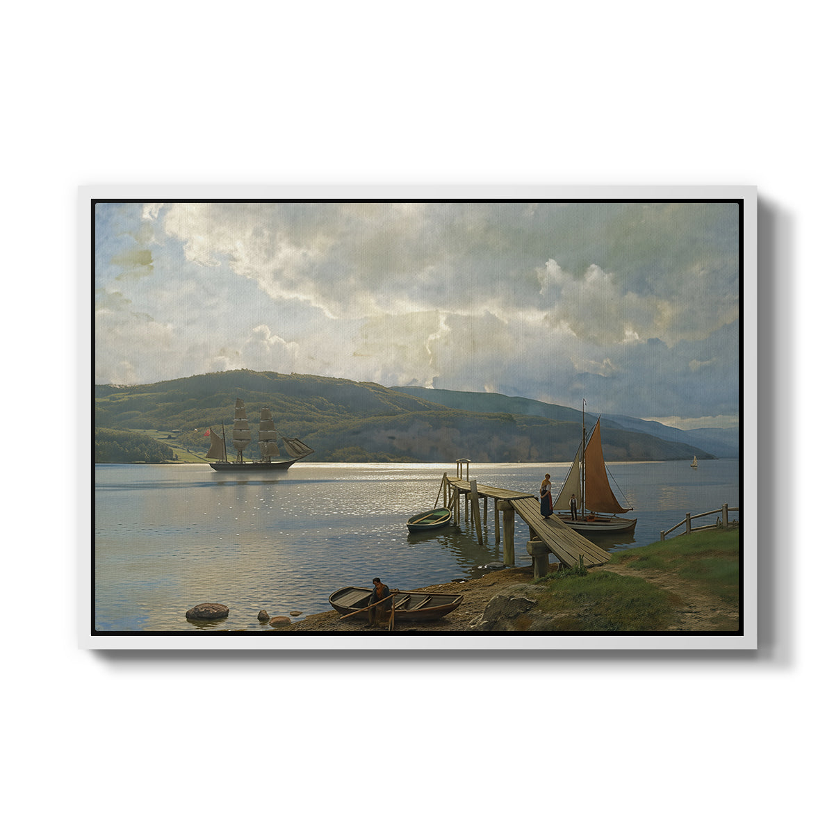 The Jetty at Feste near Moss, 1898 - Floater Framed Canvas Print