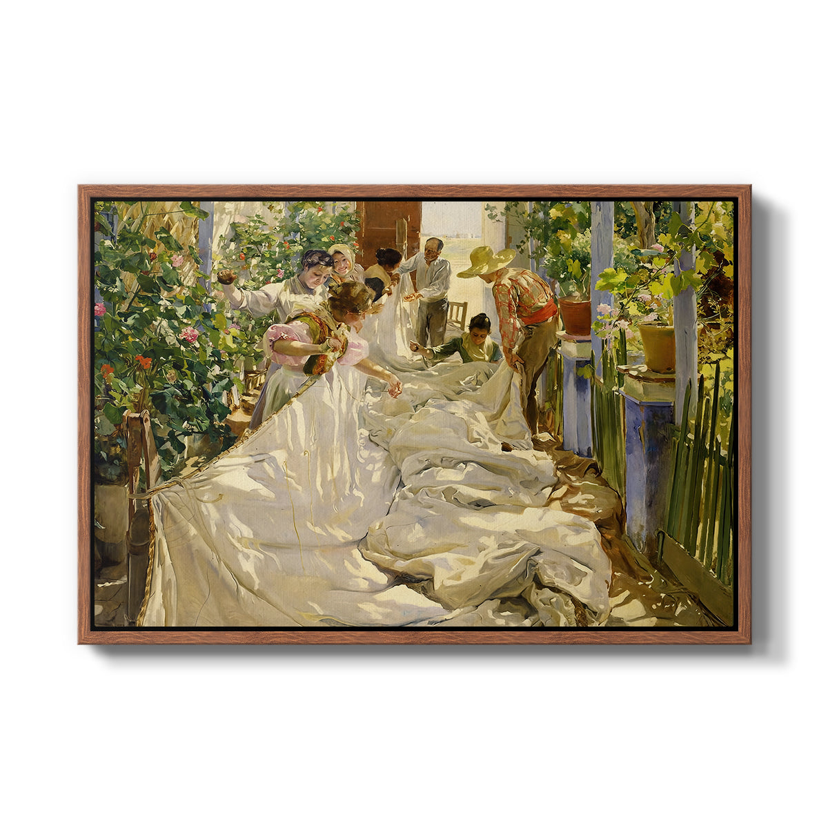 Sewing the Sail, 1896 - Floater Framed Canvas Print
