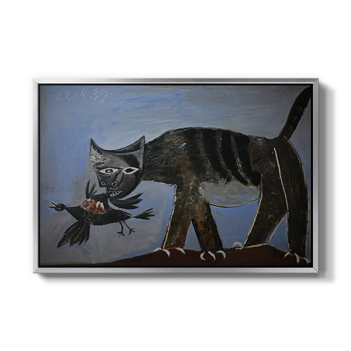 Cat Catching a Bird, 1939 - Floater Framed Canvas Print