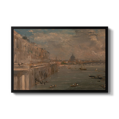 Somerset House Terrace from Waterloo Bridge, c. 1819 - Floater Framed Canvas Print