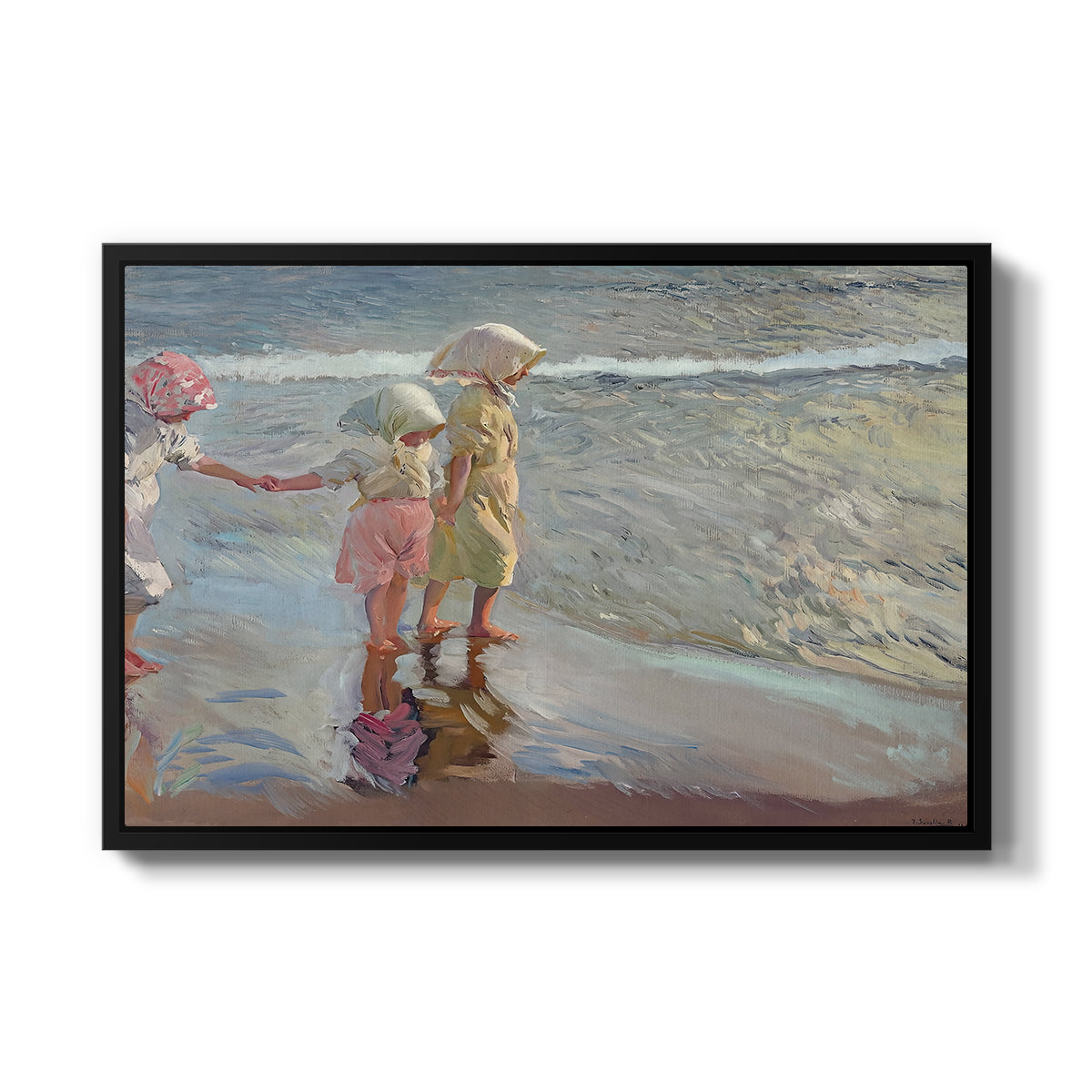 The Three Sisters on the Beach, 1908 - Floater Framed Canvas Print