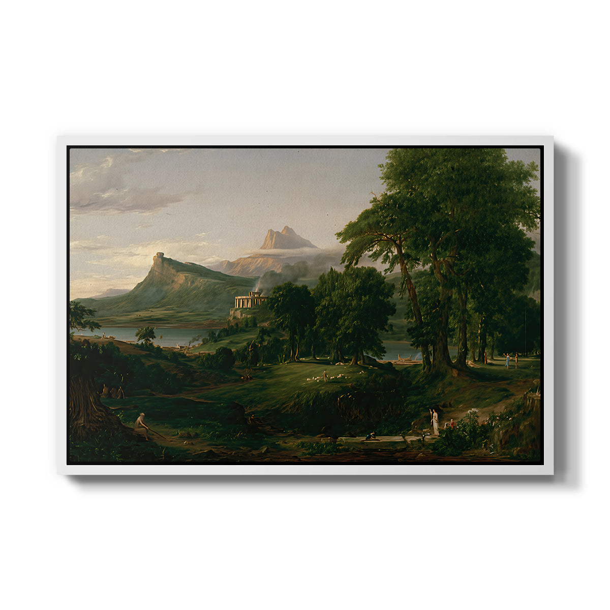 The Course of Empire: The Arcadian or Pastoral State, 1834 - Floater Framed Canvas Print
