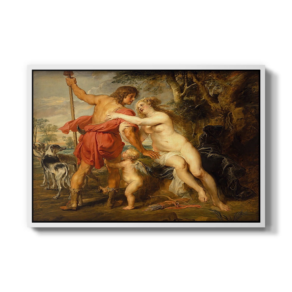 Venus and Adonis, c. 1635 - Floater Framed Canvas Print