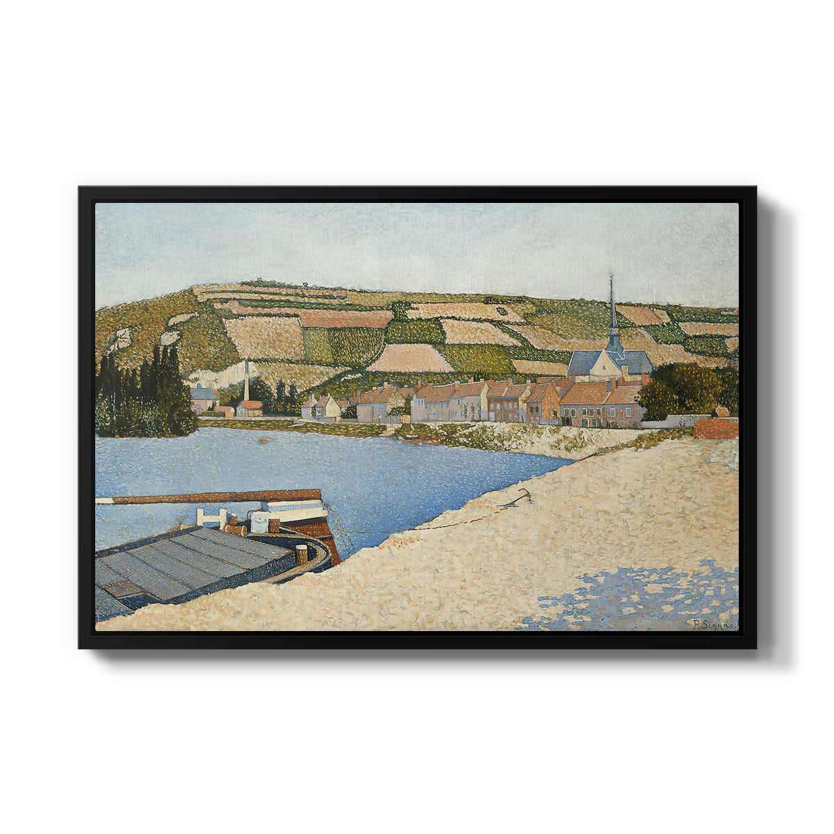 The Riverbank, Les Andelys, 1886 - Floater Framed Canvas Print