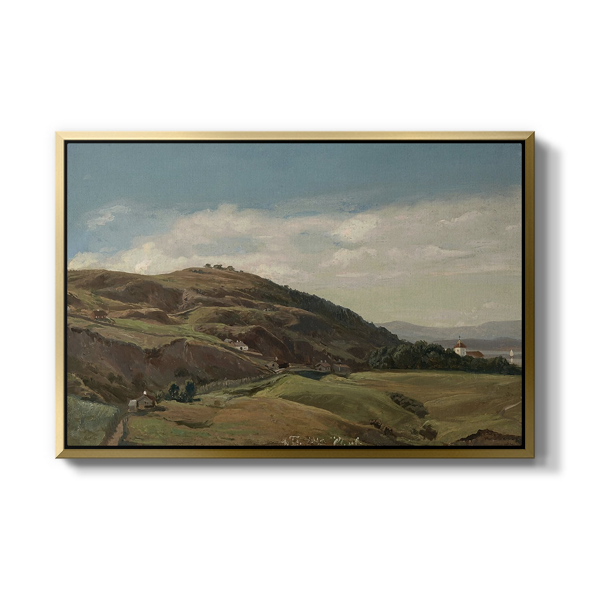 Ekeberg and Oslo Church, 1852 - Floater Framed Canvas Print