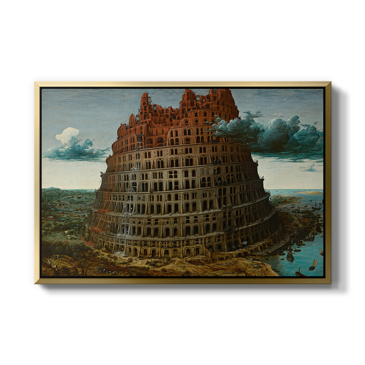 The Tower of Babel, c. 1568 - Floater Framed Canvas Print