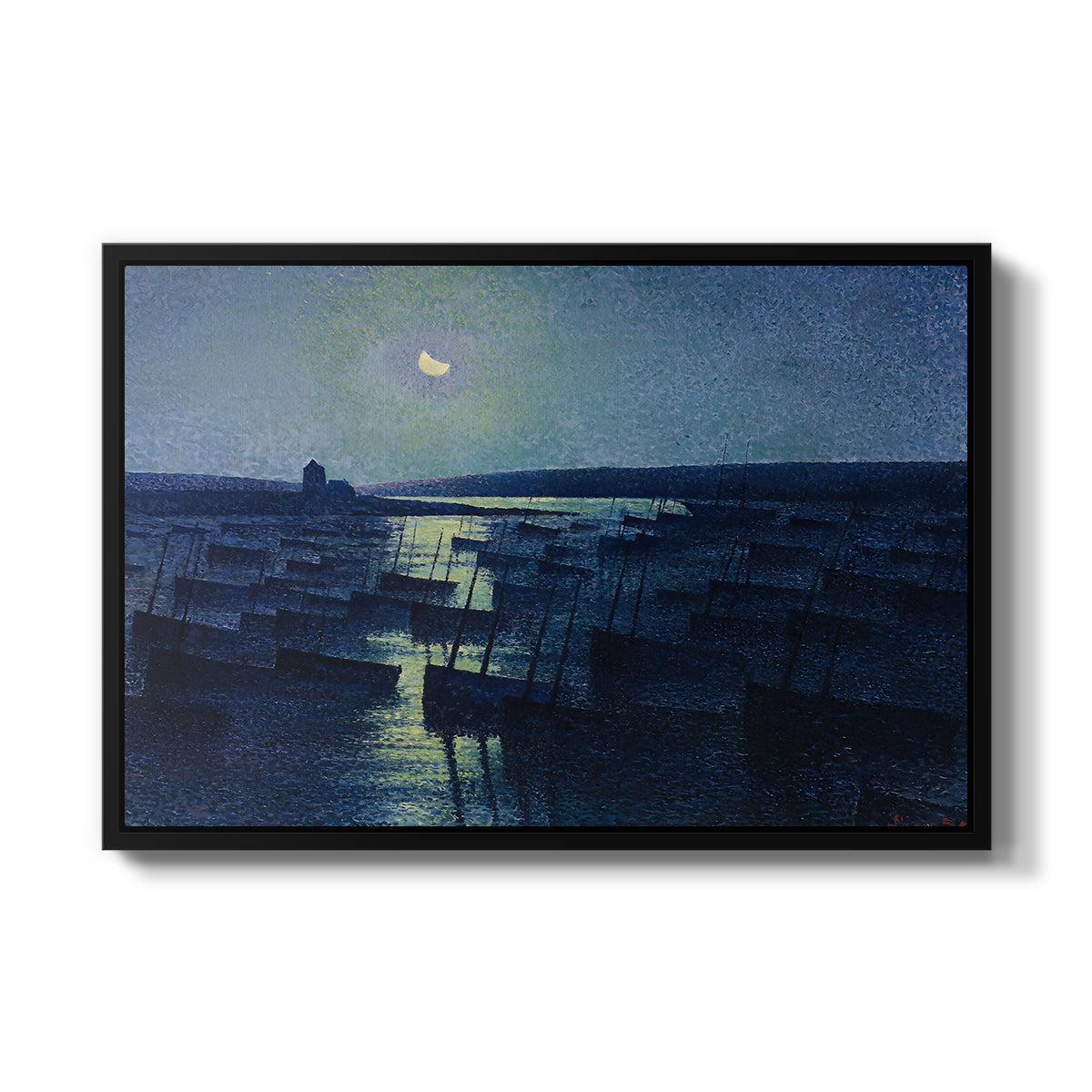 Camaret, Moonlight and Fishing Boats, 1894 - Floater Framed Canvas Print