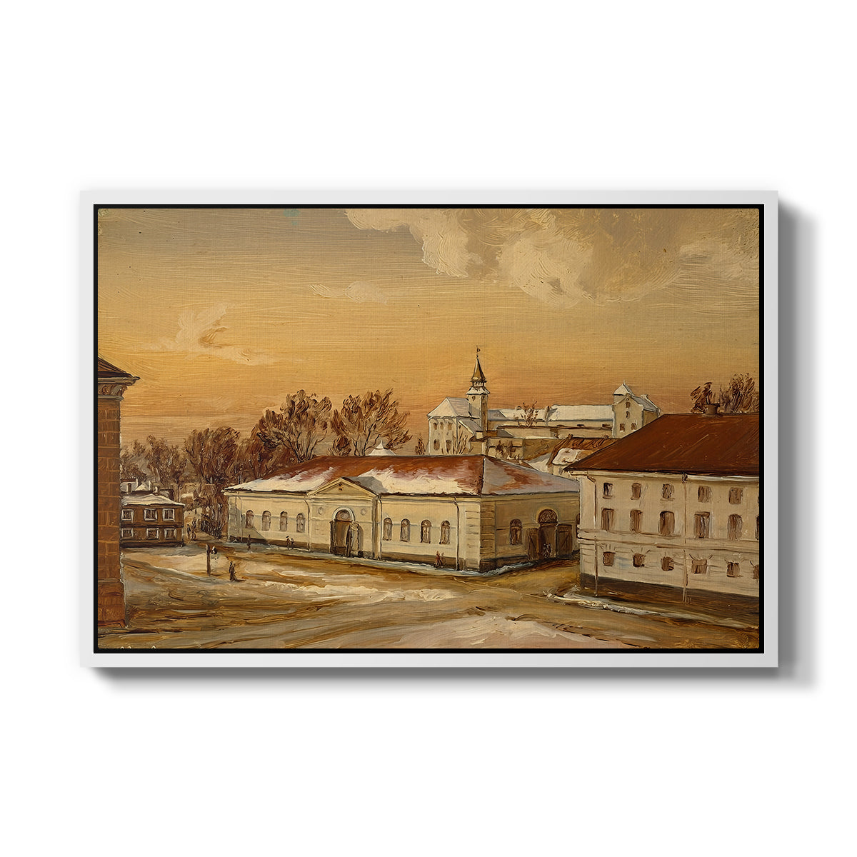 The Riding School at Akershus Castle, 1846 - Floater Framed Canvas Print