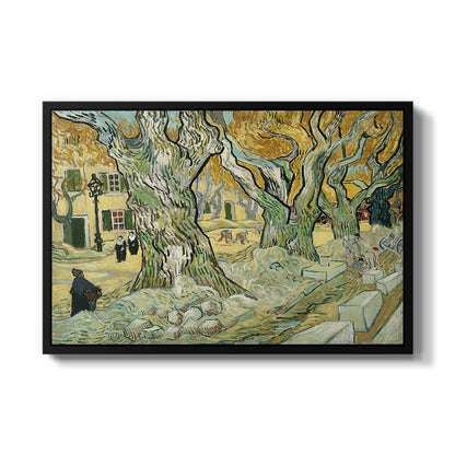 The Large Plane Trees (Road Menders at Saint-Rémy), 1889 - Floater Framed Canvas Print
