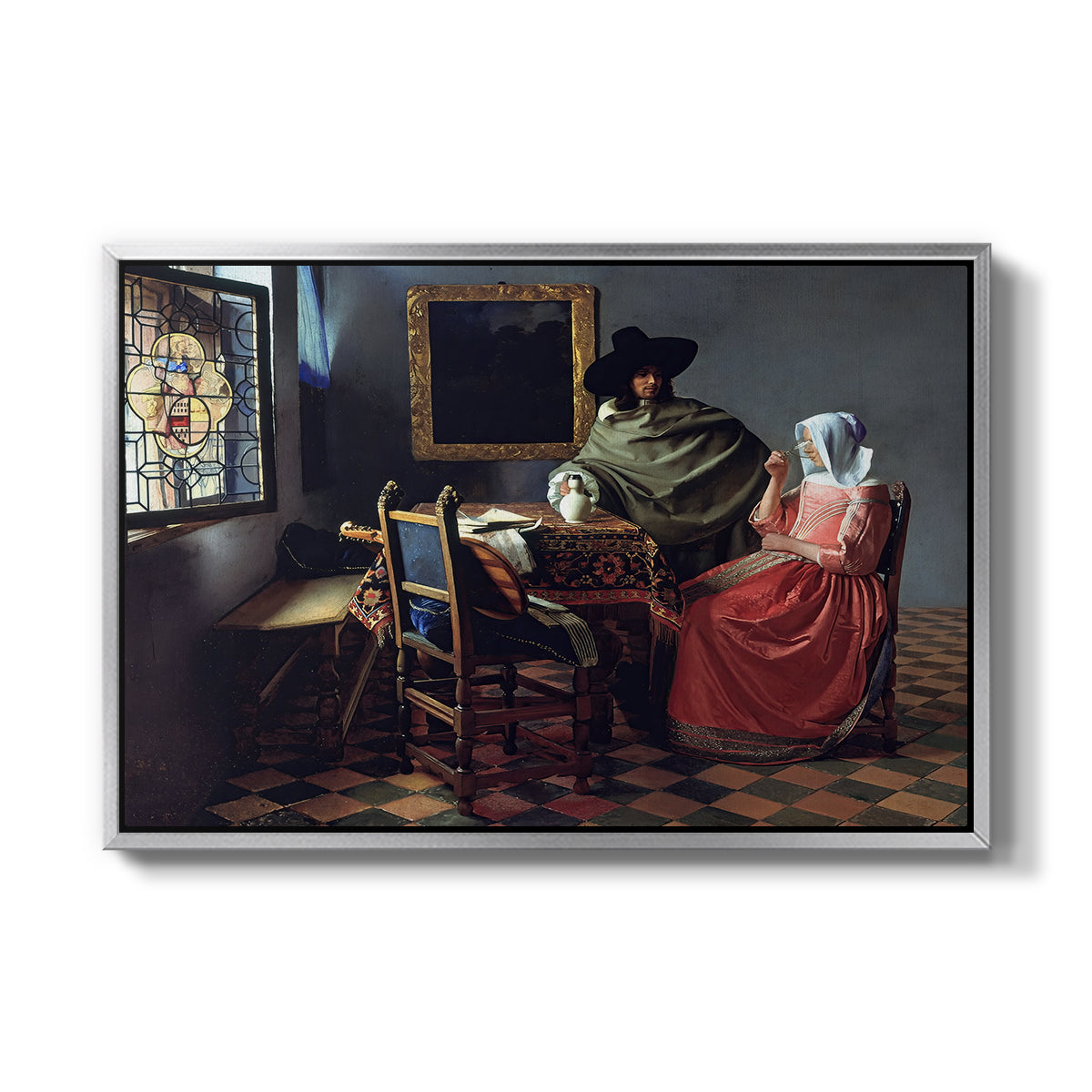 The Glass of Wine, c. 1660 - Floater Framed Canvas Print