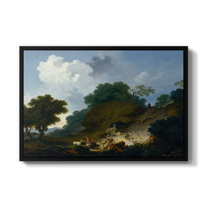 Landscape with Shepherds and Flock of Sheep, c. 1763-1765 - Floater Framed Canvas Print