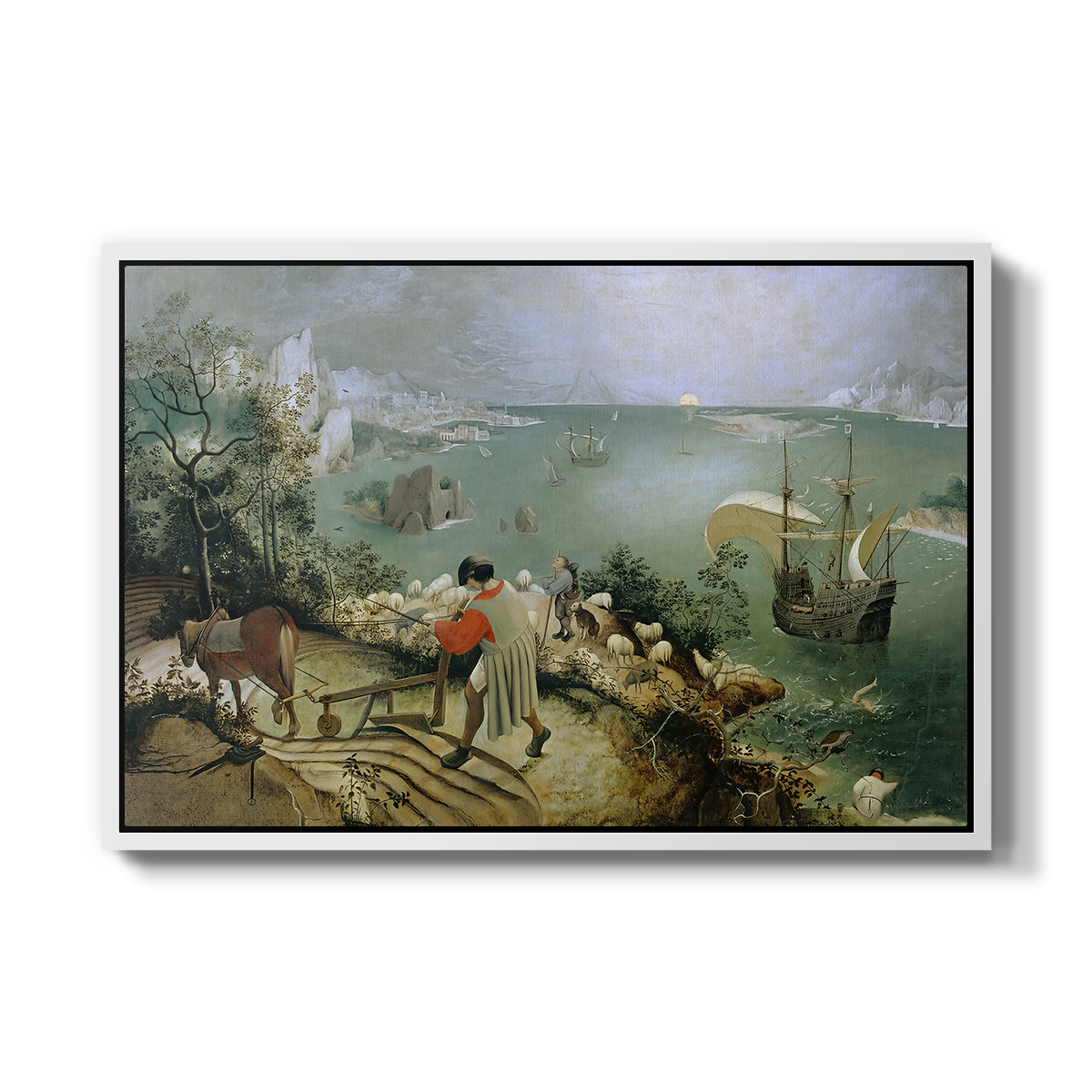 Landscape with the Fall of Icarus, c. 1560 - Floater Framed Canvas Print